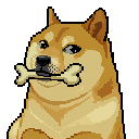 Pixel kabosu holding a chip